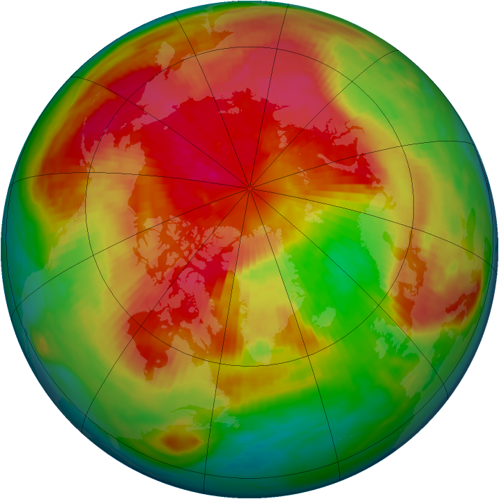 Arctic ozone map for 19 March 1985